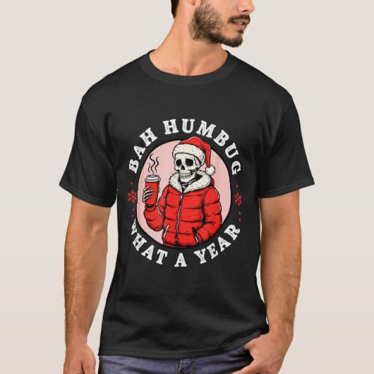 Bah Humbug Skull Hat Santa's Candy Christmas Pajam T-shirt (Voorkant)