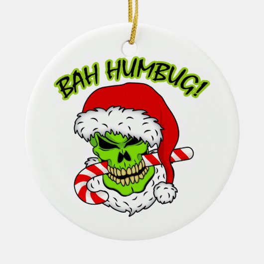 Bah Humbug Skull Keramisch Ornament (Voorkant)