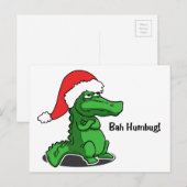 Bah Humbug! Smug cartoon alligator met Santa Hat Feestdagenkaart (Voorkant / Achterkant)