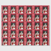 Bah Humbug Tuxedo Cat Christmas Wrapping Paper Cadeaupapier (Vlak)