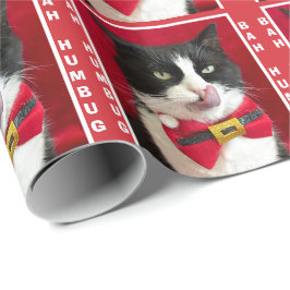 Bah Humbug Tuxedo Cat Christmas Wrapping Paper Cadeaupapier