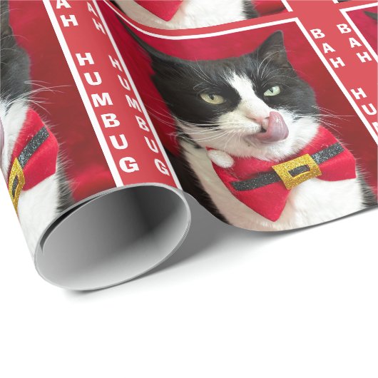 Bah Humbug Tuxedo Cat Christmas Wrapping Paper Cadeaupapier (Rol Hoek)