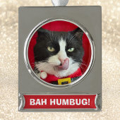 Bah Humbug Tuxedo Kat Kerstversiering Verzilverd Banner Ornament