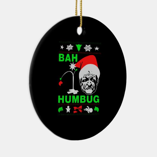 Bah Humbug Ugly Kerstmis Shirt Keramisch Ornament (Rechts)