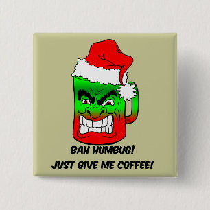 bah humbug vierkante button 5,1 cm