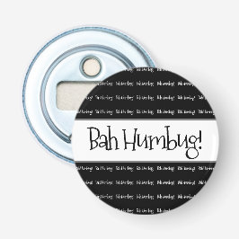 Bah humbug zwarte kerst button flesopener
