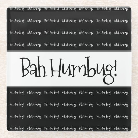 Bah humbug zwarte kerst glazen onderzetter (Voorkant)