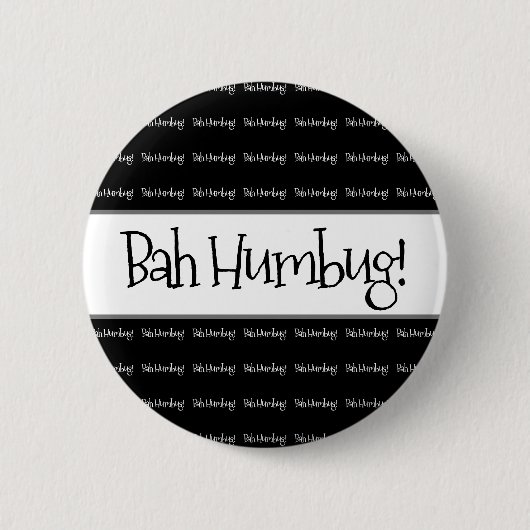 Bah humbug zwarte kerst ronde button 5,7 cm (Voorkant)