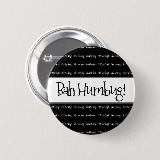 Bah humbug zwarte kerst ronde button 5,7 cm (Voorkant /achterkant)