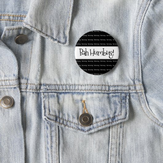 Bah humbug zwarte kerst ronde button 5,7 cm (In situ)