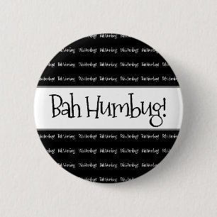 Bah humbug zwarte kerst ronde button 5,7 cm