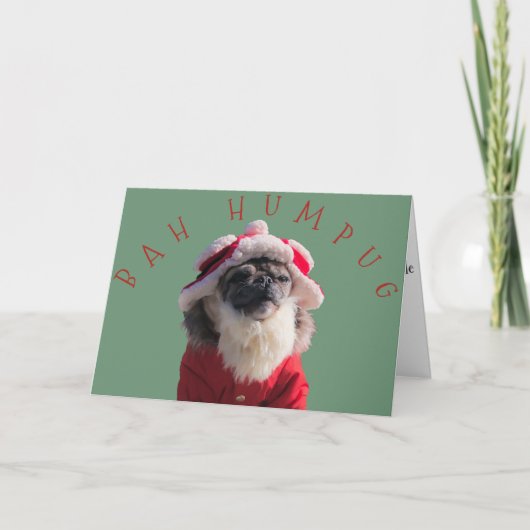 "Bah Humpug" Grappige Pug Sinterklaas Feestdagen Kaart (Voorkant)