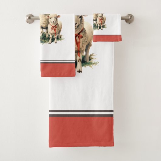 Bah La La Schattigee Retro Kerstschaap Bad Handdoek (Insitu)