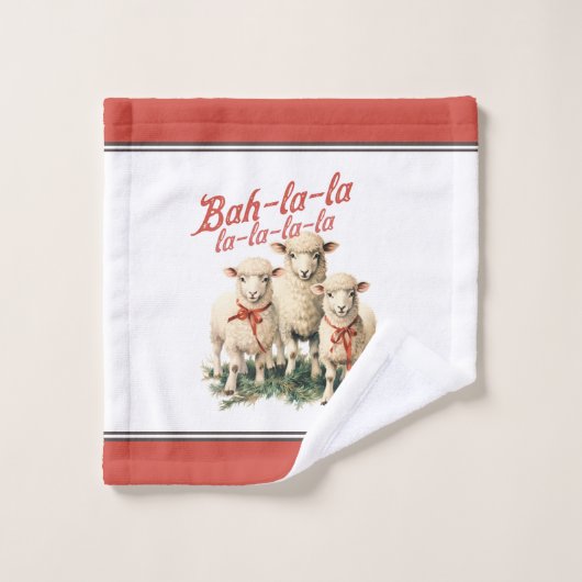 Bah La La Schattigee Retro Kerstschaap Bad Handdoek (Wasdoekje)