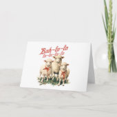 Bah La La Schattigee Retro Kerstschaap Feestdagen Kaart (Voorkant)