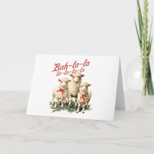 Bah La La Schattigee Retro Kerstschaap Feestdagen Kaart (Voorkant)