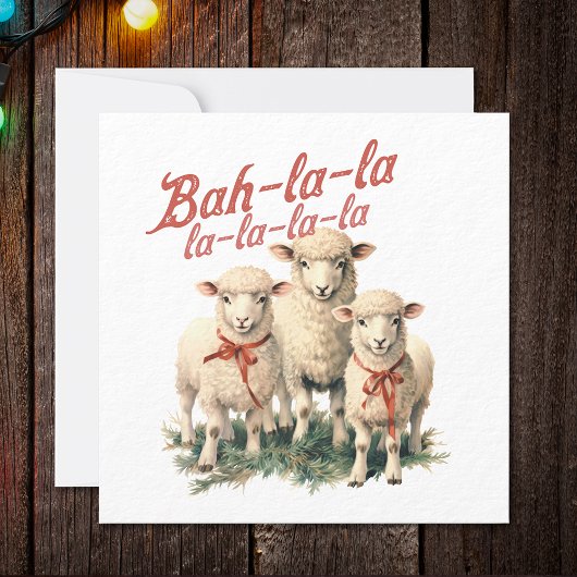 Bah La La Schattigee Retro Kerstschaap Feestdagenkaart
