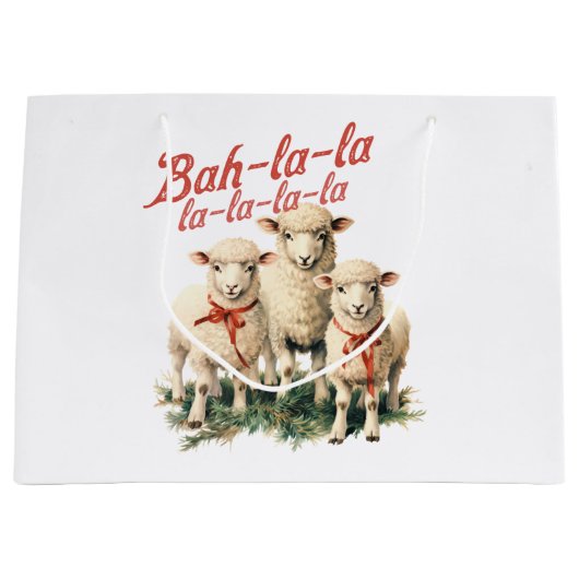 Bah La La Schattigee Retro Kerstschaap Groot Cadeauzakje (Voorkant)