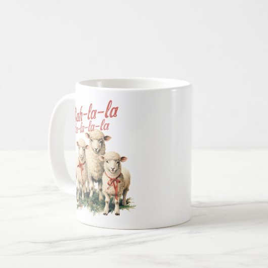 Bah La La Schattigee Retro Kerstschaap Koffiemok (Voorkant links)
