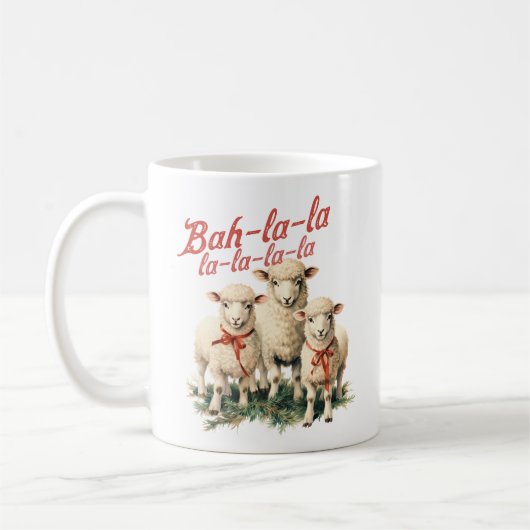 Bah La La Schattigee Retro Kerstschaap Koffiemok (Links)