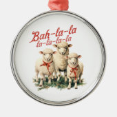Bah La La Schattigee Retro Kerstschaap Metalen Ornament (Voorkant)
