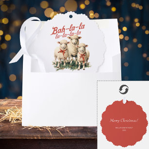 Bah La La Schattigee Retro Kerstschaap Ornament Kaart