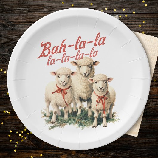Bah La La Schattigee Retro Kerstschaap Papieren Bordje