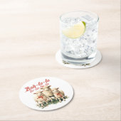 Bah La La Schattigee Retro Kerstschaap Ronde Kartonnen Onderzetter (Insitu)