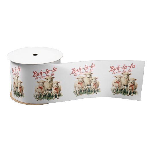 Bah La La Schattigee Retro Kerstschaap Satijnen Lint (Spoel)