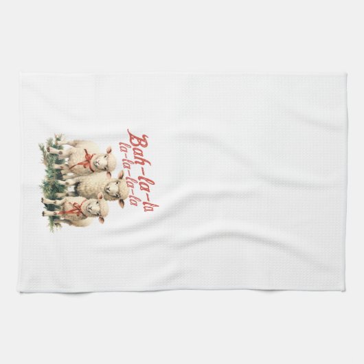 Bah La La Schattigee Retro Kerstschaap Theedoek (Horizontaal)