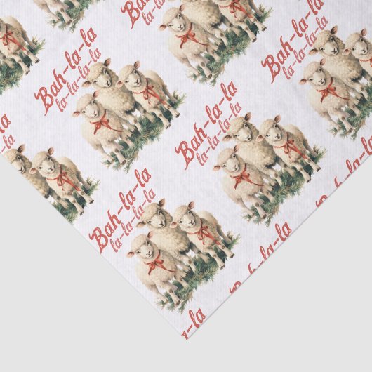 Bah La La Schattigee Retro Kerstschaap Tissuepapier (Detail)