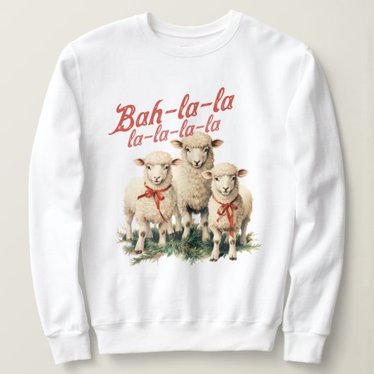 Bah La La Schattigee Retro Kerstschaap Trui (Design voorkant)