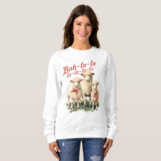 Bah La La Schattigee Retro Kerstschaap Trui (Voorkant volledig)