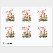 Bah La La Schattigee Retro Kerstschaap Vierkante Sticker (Vel)