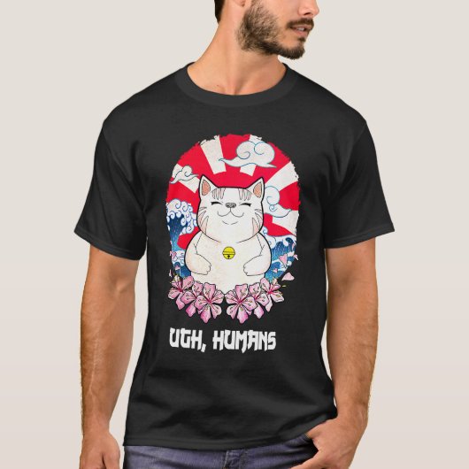 Bah Mens Kat Introvert Kitten Antisociale Kat Mo T-shirt (Voorkant)