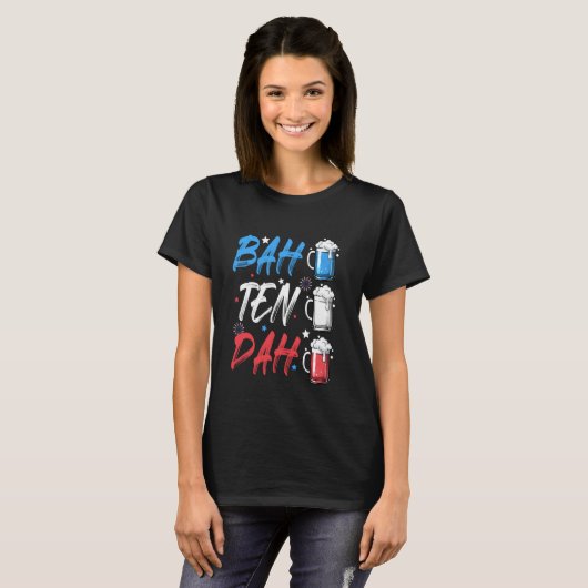 BAH TEN DAH Grappig 4 juli Bier Bartender Ameri T-shirt (Voorkant volledig)
