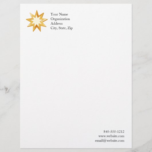 Baha'i 8,5 x 11 inch briefhoofd sjabloon (Voorkant)