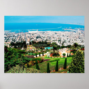 Bahai Gardens boven Haifa, boven Mt. Carmel poster