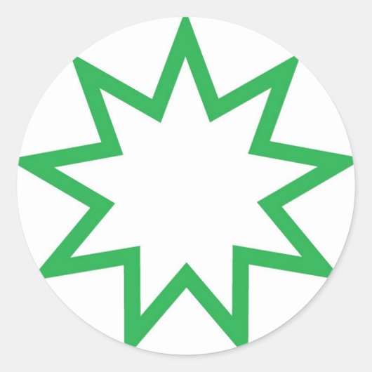 Bahai ster green ronde sticker (Voorkant)