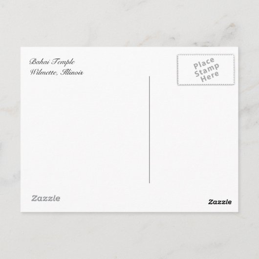 Bahai Temple, Wilmette, Illinois Briefkaart (Achterkant)