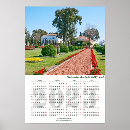 Bahai-tuinen, Acre (2013). Israël. Kalender 2022 Poster (Voorkant)