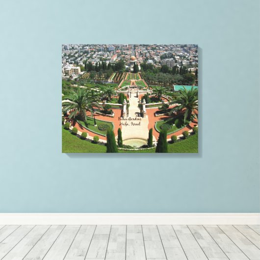 Bahai-tuinen in Haifa, Israël Canvas Afdruk (Insitu (Houten vloer))