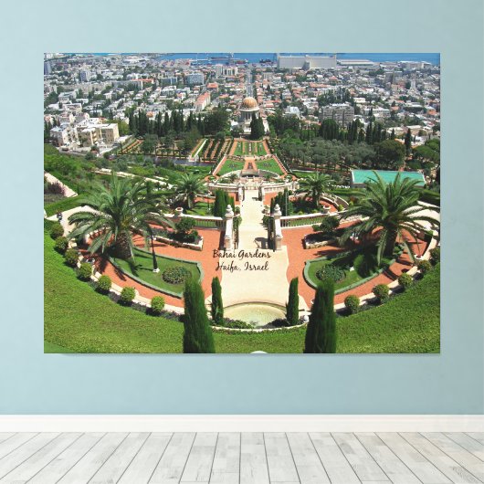 Bahai-tuinen in Haifa, Israël Canvas Afdruk (Insitu (Houten vloer))