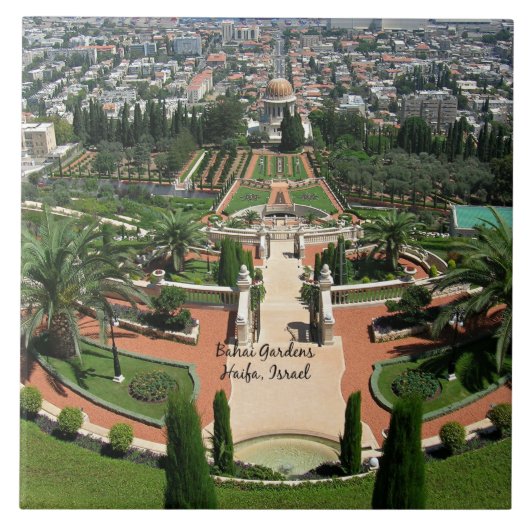 Bahai-tuinen in Haifa, Israël Tegeltje (Voorkant)