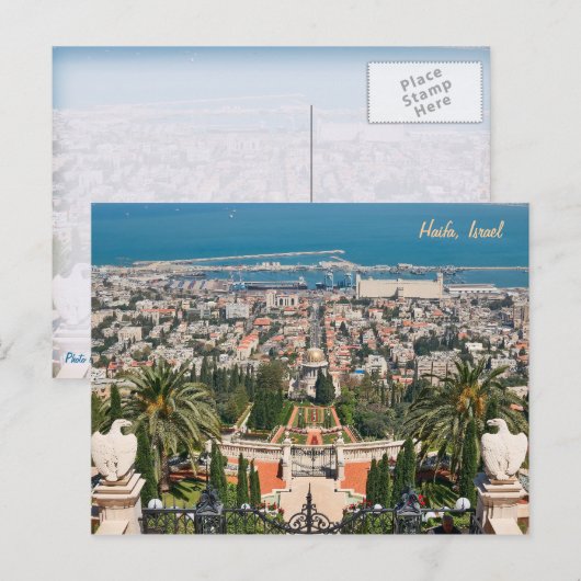 Bahá'í Tuinen van Haifa, Israël Briefkaart (Voorkant / Achterkant)
