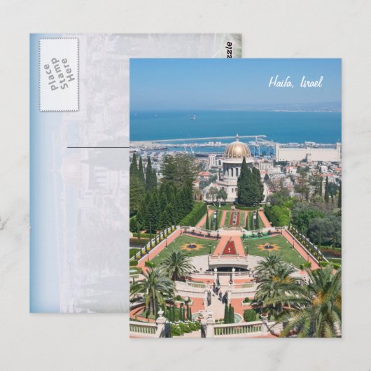 Bahá'í Tuinen van Haifa, Israël Briefkaart (Voorkant / Achterkant)