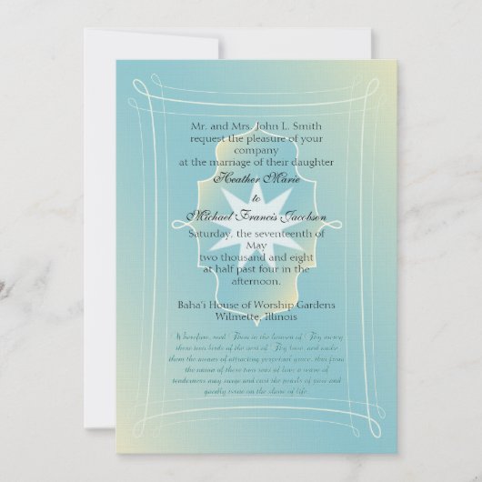 Baha'i Wedding Invitation (aangepast) Kaart (Voorkant)