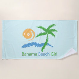 Bahama Beach Girl Palm Sun Beach Towel Strandlaken