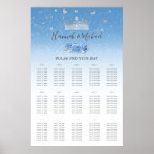 Bahama Blue en Silver Crown Floral Seating Charts Poster (Voorkant)