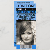 Bahama Blue VIP Foto Ticket Birthday Party Kaart (Voorkant / Achterkant)